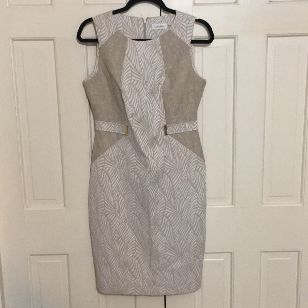 Cream and Tan Calvin Klein dress